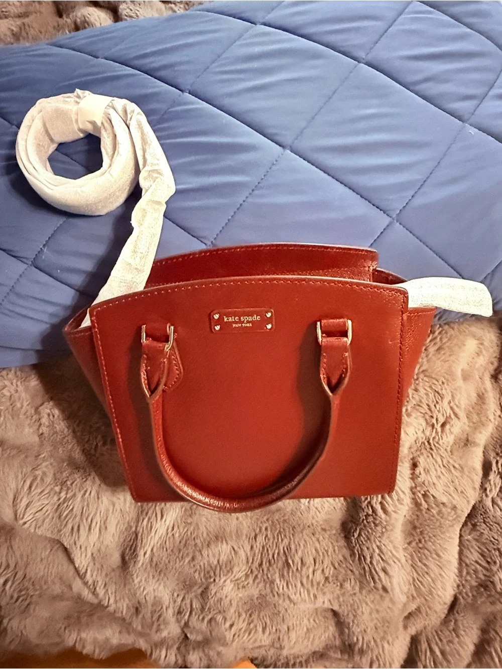 kate spade Burgundy Leather Tote with Matching Wallet Set